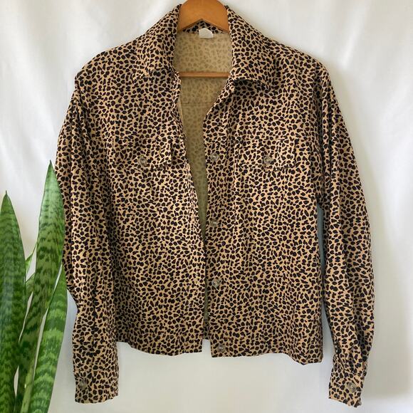 McCalls| Women's vintage y2k leopard button up collared jacket - Picture 2 of 16